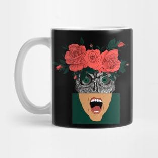 Skull, roses and pop art Mug